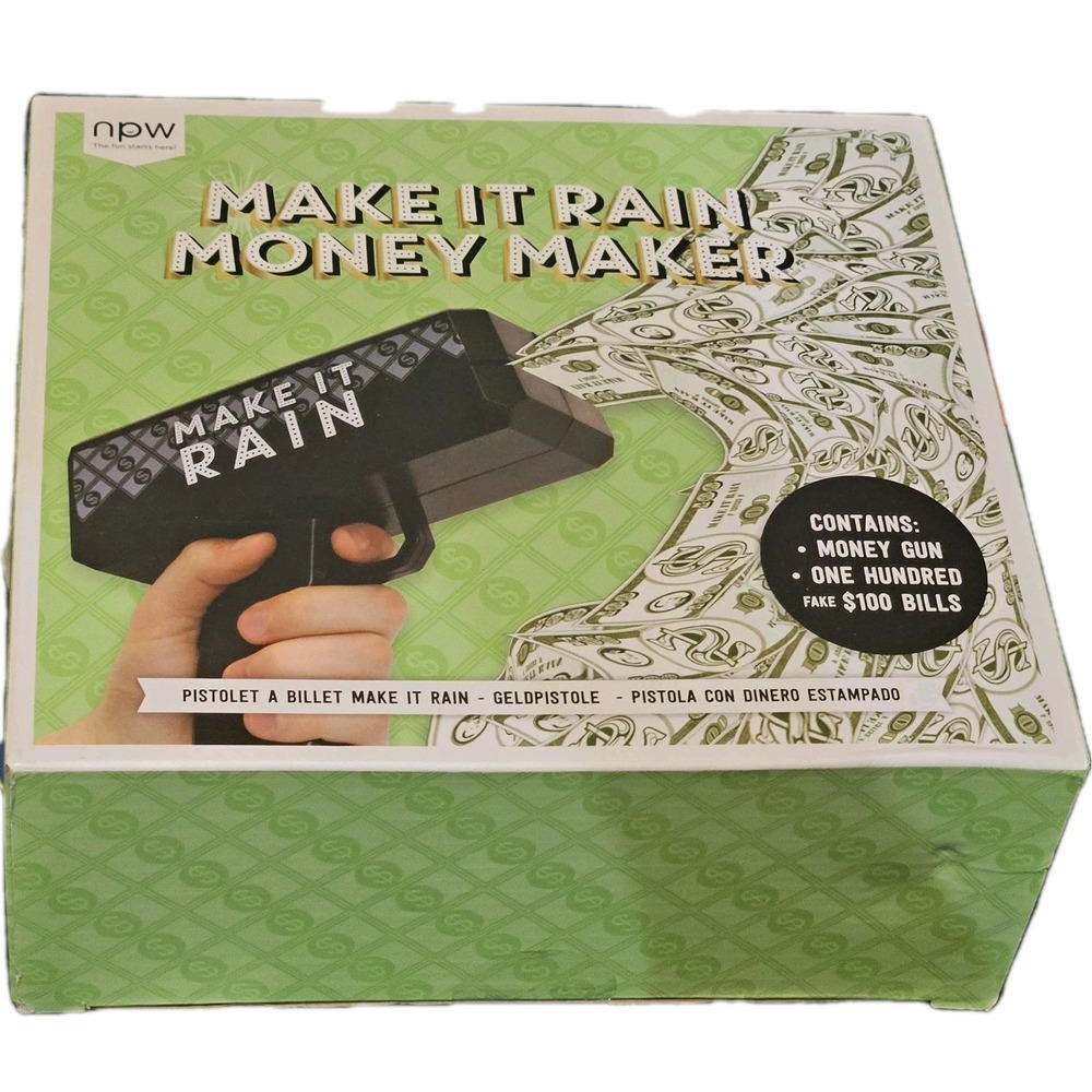 Make It Rain Money‎ Maker Gun With Play Money Cash Party Gag Gift $100 Bills